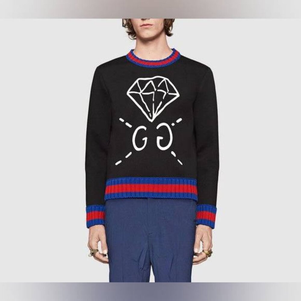 Gucci x GucciGhost AW/16 Black Graphic Neoprene Sweatshirt